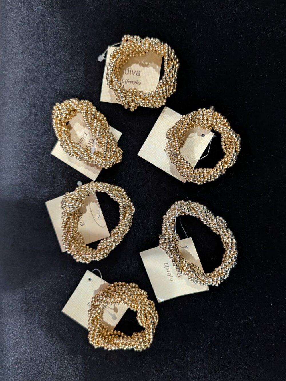 NWT Gold Beaded Napkin Rings